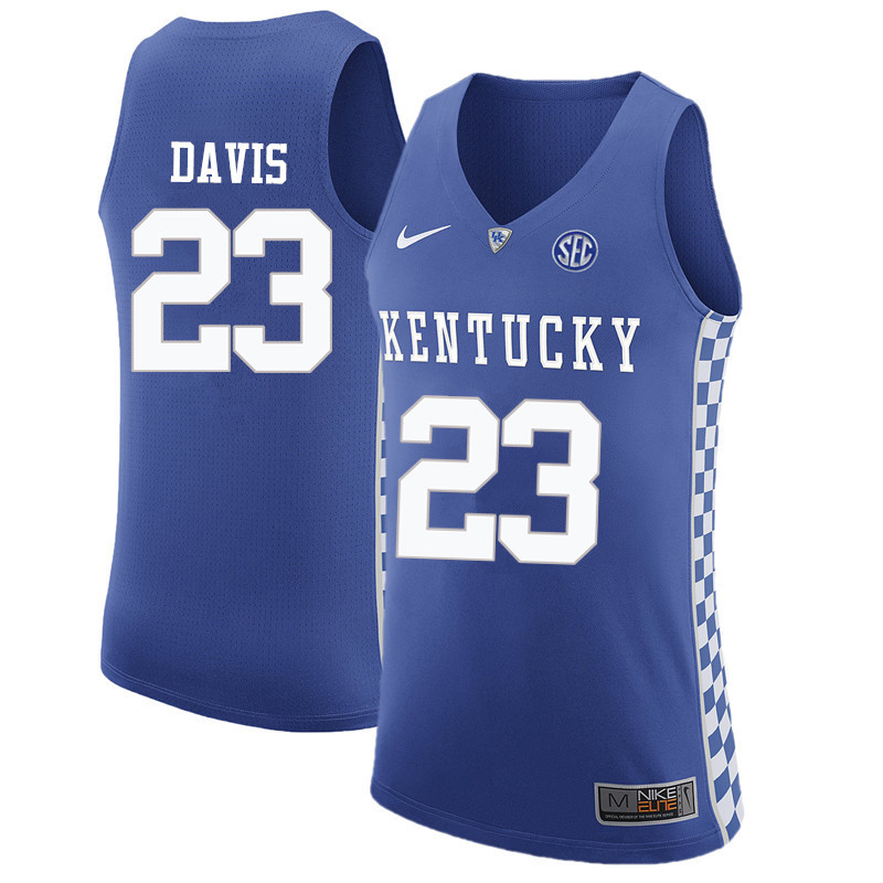 Men Kentucky Wildcats #23 Anthony Davis College Basketball Jerseys-Blue